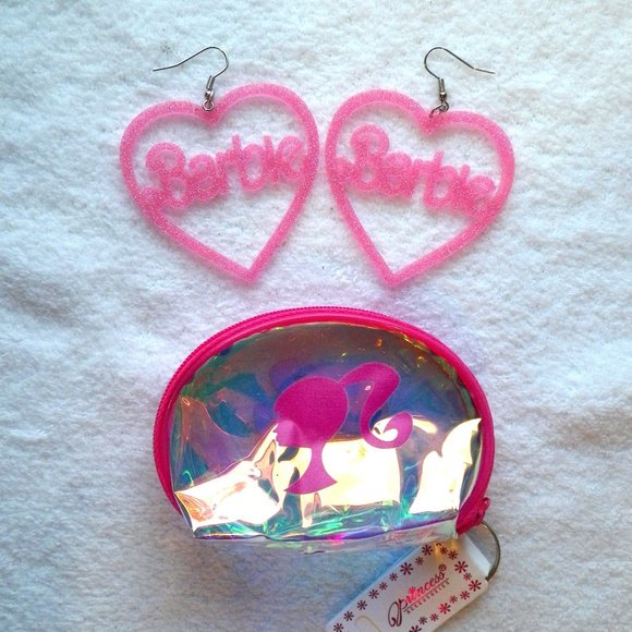NWT Barbie Inspired Coin Purse Keychain Earrings Set - Picture 5 of 5
